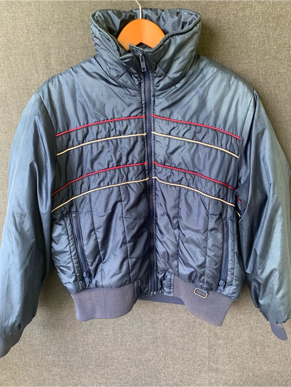 Vintage SKI MOVES 80s Winter Puffer Jacket Women’s Large Coat Stripes